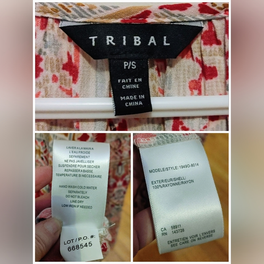 Tribal: Small Flowy Printed Crepe Blouse – Scarlet Multi - Picture 13 of 13